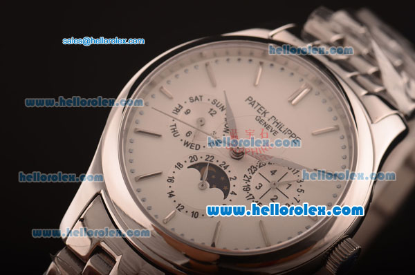 Patek Philippe Calatrava Automatic Full Steel with White Dial and Stick Markers - Click Image to Close